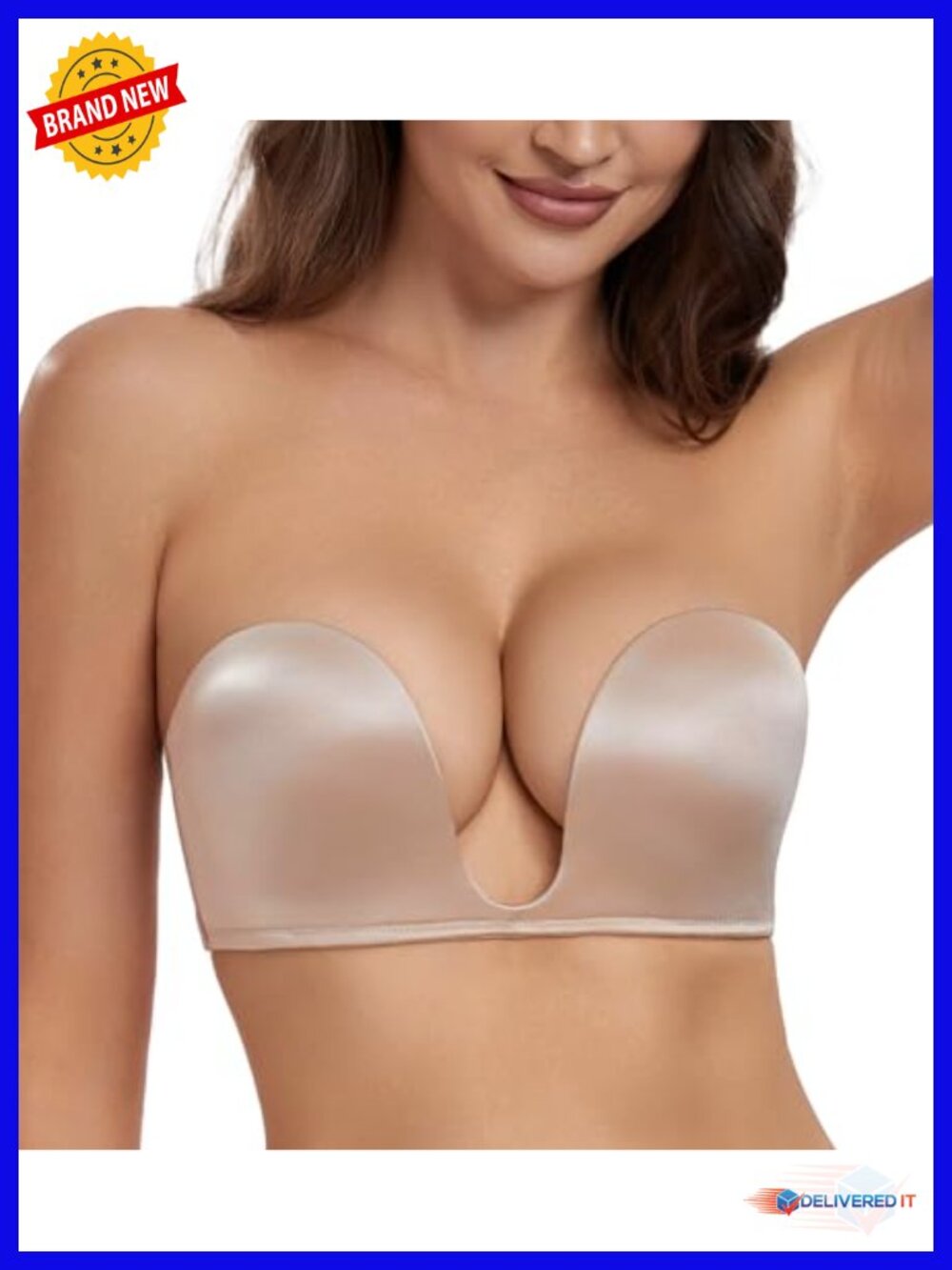 Plunge Deep U Strapless Bra Push Up Demi Seamless Underwire